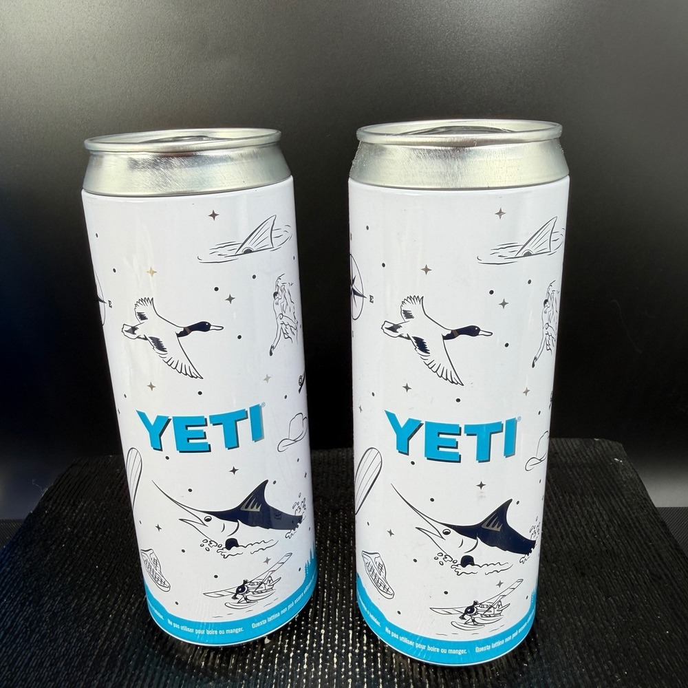 YETI Collectible Stash Tin Can Set of 2 White Outdoor Adventure Graphic Marlin - Picture 6 of 13